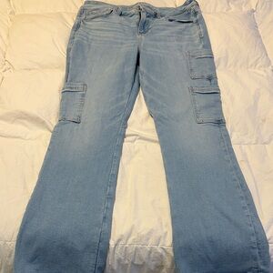 American Eagle Outfitters Light Blue Flare Cargo Jeans